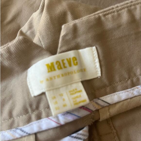 Maeve by Anthropologie Pleated Wide Leg Cropped Ankle Pants in Beige Womens sz 8 - Picture 4 of 7